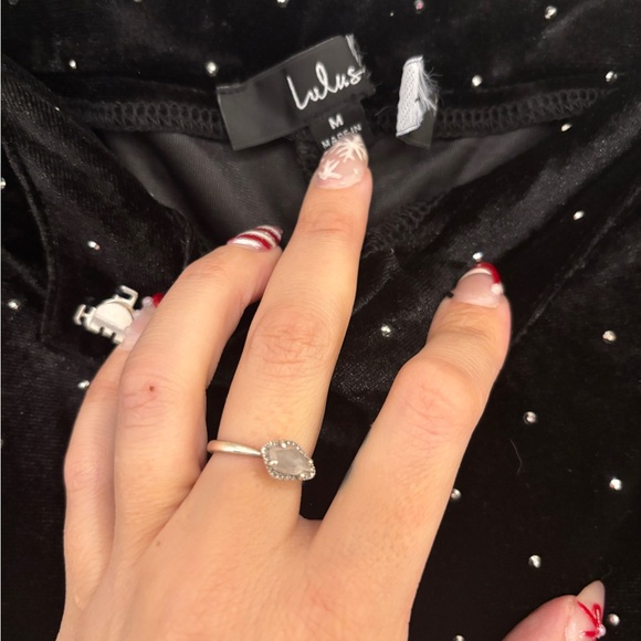 NWOT Lulus Glamorous Statement Black Velvet Studded Wide-Leg - Picture 5 of 7